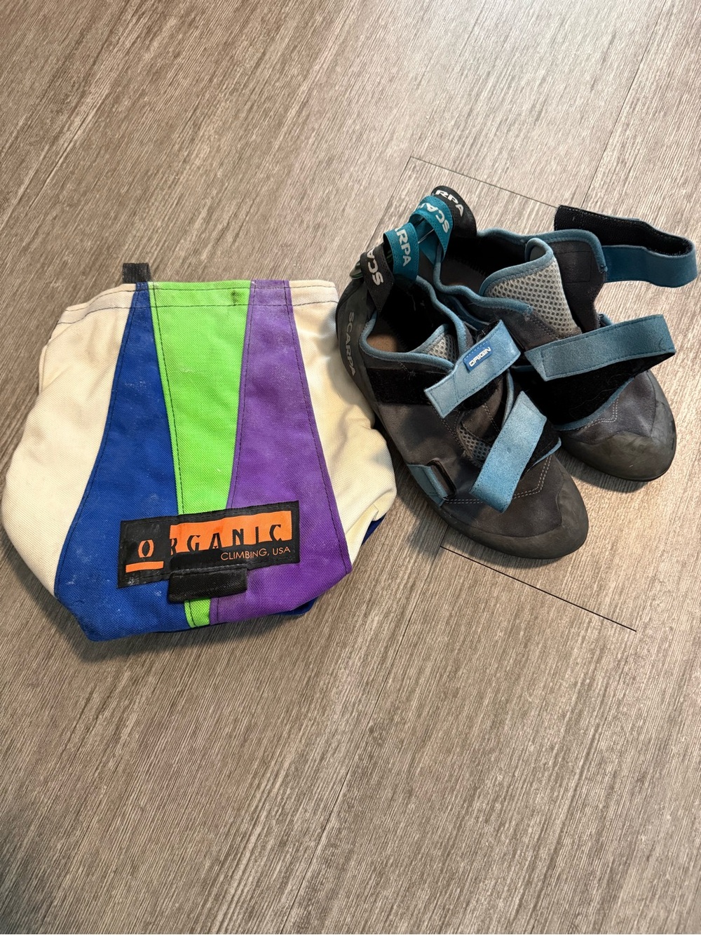 Indoor Rock Climbing Shoes and Chalk Bag